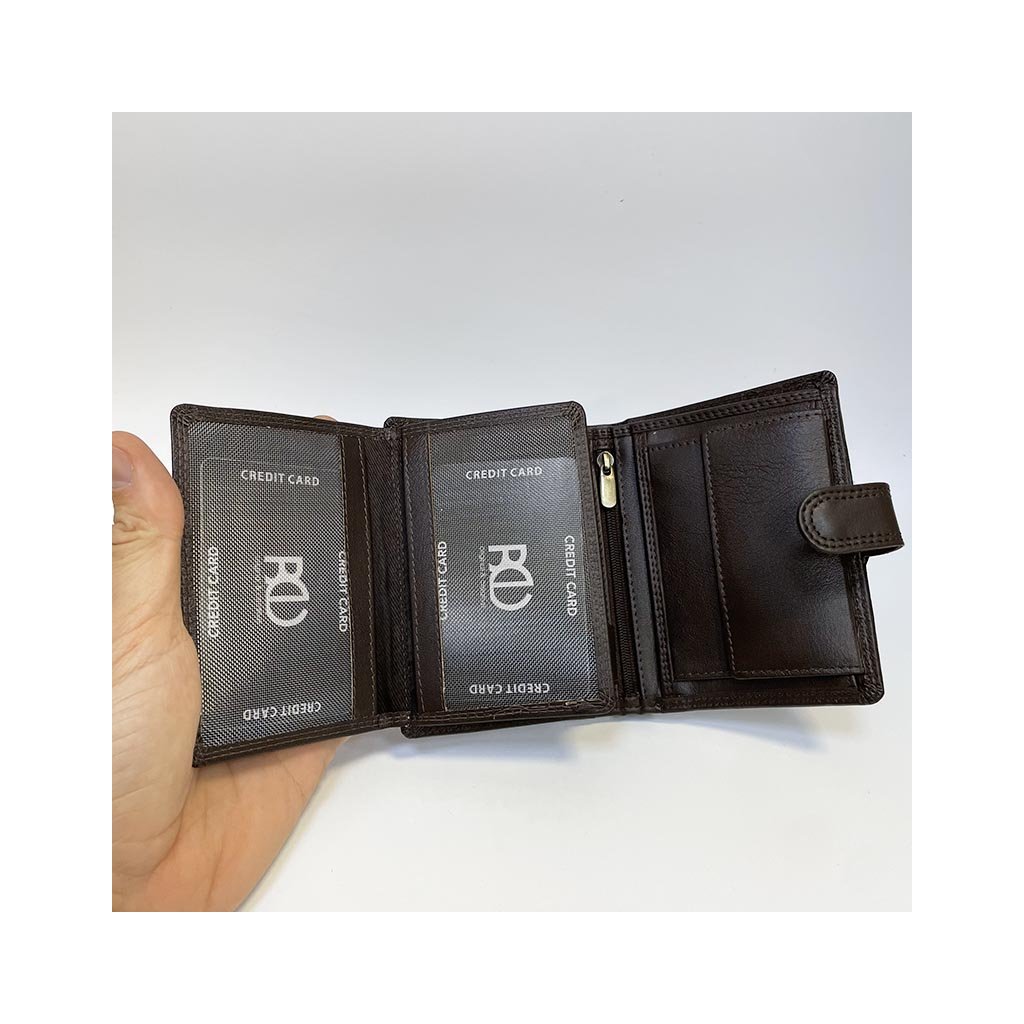 Pánská hnědá kožená peněženka BEORIGINAL Leather s monogramem